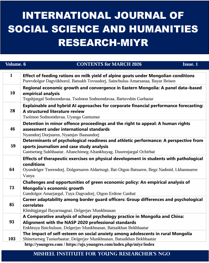 					View Vol. 6 No. 1 (2026): International Journal of Social Science and Humanities Research-MIYR
				